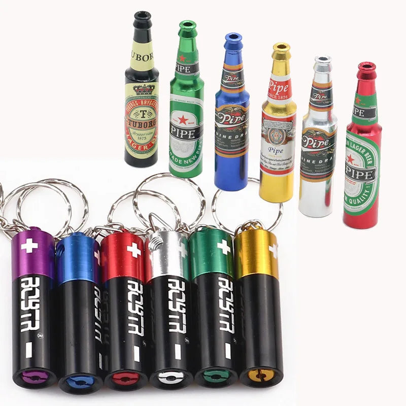 Small Battery Shaped Pendant Key Chain Pendants with Keychain Ring Portable Detachable Beverage Bottle Model Accessories Gift