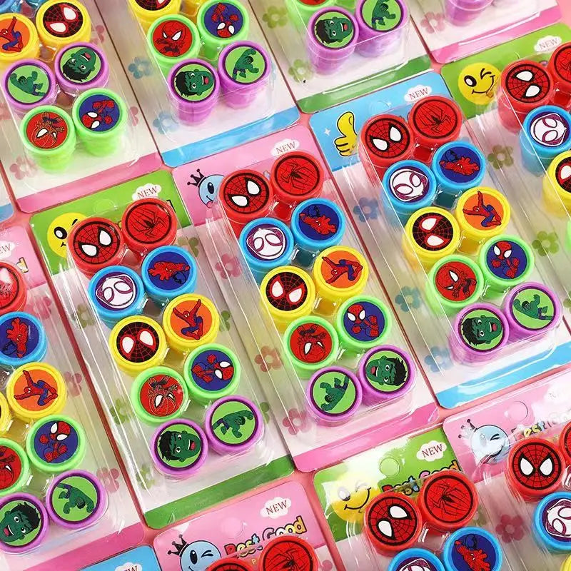 10PCS Disney Frozen Elsa Superhero seal Spider Party Favor Kids  Birthday Party Gift Spider Man Stamp Boy Christmars Gift