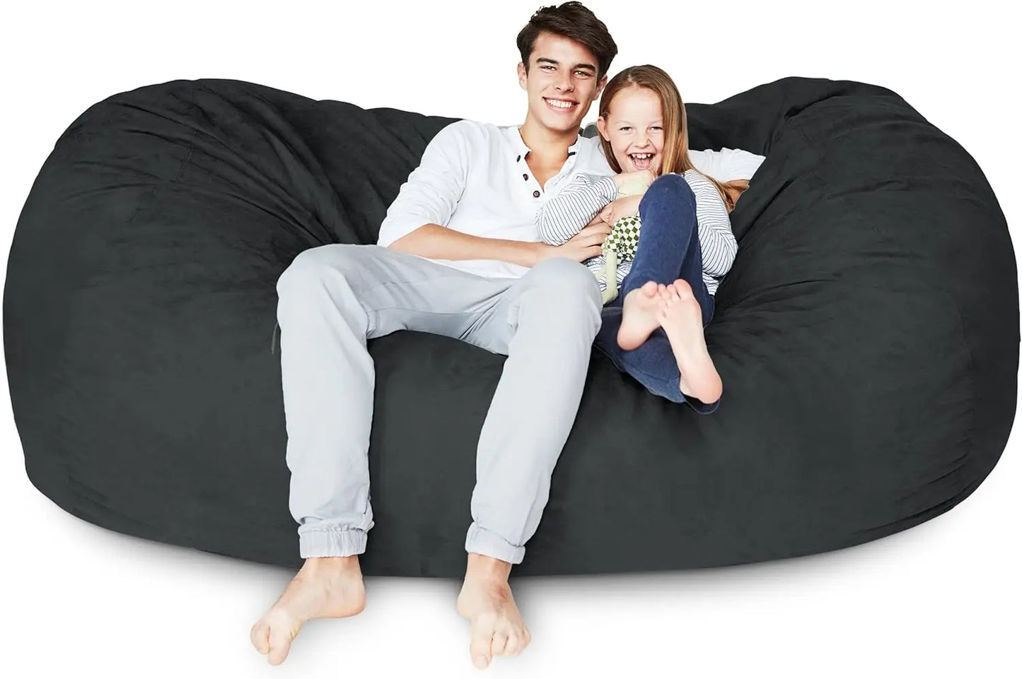 Luxurious Giant 7ft Bean Bag Chair with Microsuede Cover - Ultra Soft, Foam Filling, Washable Jumbo Bean Bag Sofa for Kids