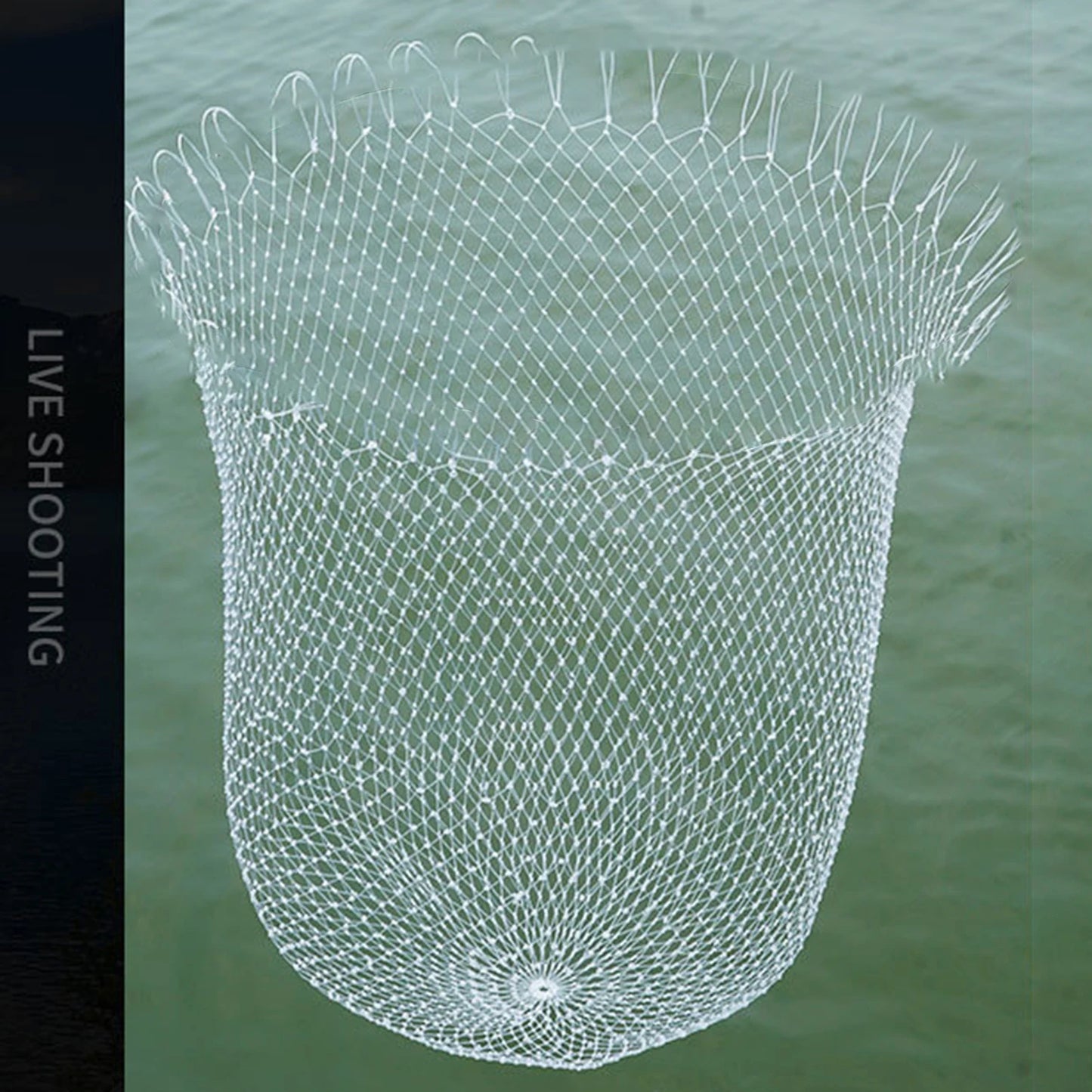 Double Line Fishing Woven Net Fishing Tool Fishing Net Single Wire Dense Eye Fishing Head Woven Net Bag Accessories 53/60/95cm