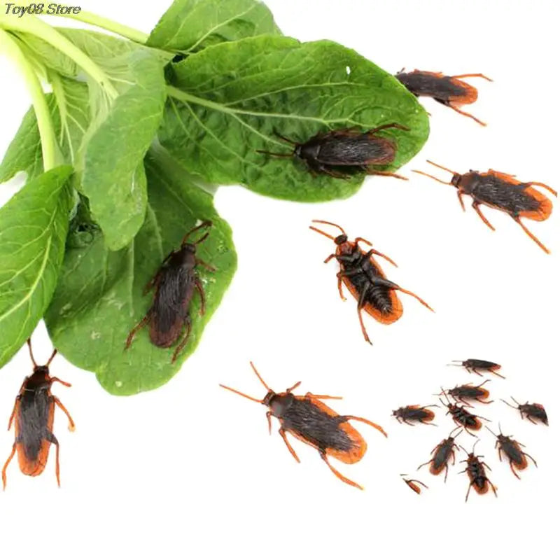 10pcs Special Lifelike Model Simulation Fake Rubber Cock Cockroach Roach Bug Roaches Toy Prank Funny Trick Joke Toys