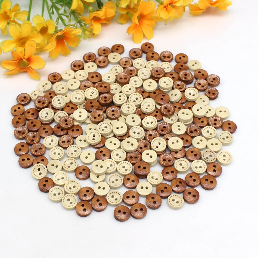 100pcs mixed mini buttons for doll craft scrapbooking wood small buttons 10mm diy crafts crafts materials