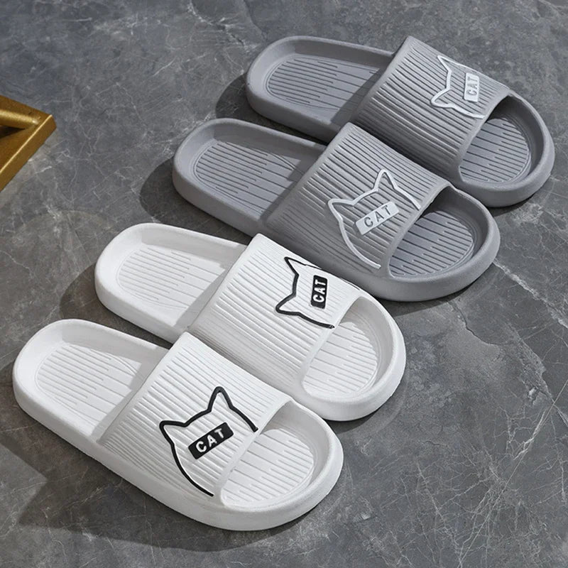 New Fashion Cartoon Couple Non-slip Flat Slides Summer Lithe Sandals For Women Men Slippers Ladies' Home Shoes Indoor Flip Flops