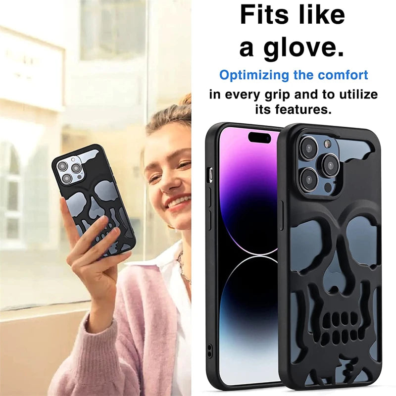 Cool Hollow Skull Anime Soft Case for IPhone 14 13 12 11 Pro Max Plus 14Pro 13Promax IPhone11 Skeleton Deisgn Shockproof Cover