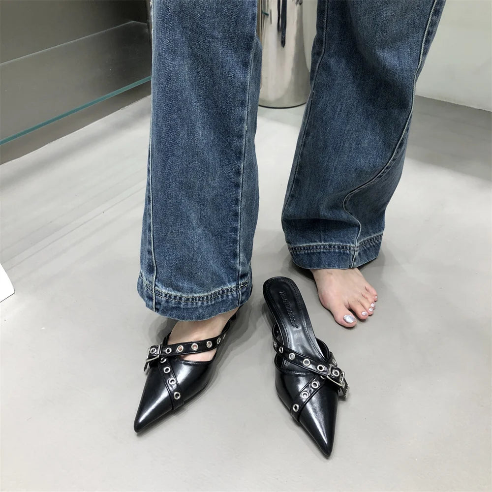 2024 Ladies Summer New Sexy Pointed Toe PU Waterproof Women's Shoes Outdoor Casual Comfortable Party Dress Women's High Heels