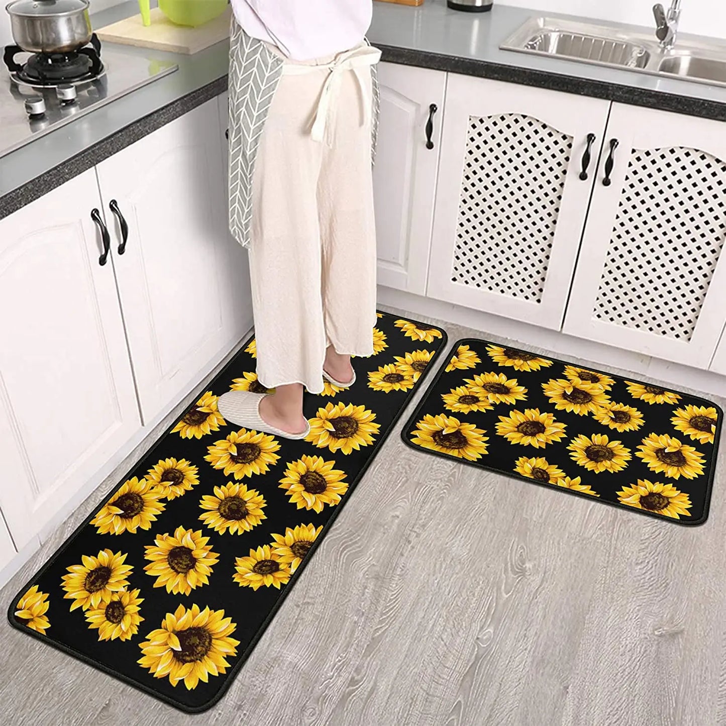 Kitchen Rug Decor Farmhouse Style Kitchen Floor Mat Home Decoration Chicken Sunflower Runner Balcony Rug Indoor Doormat