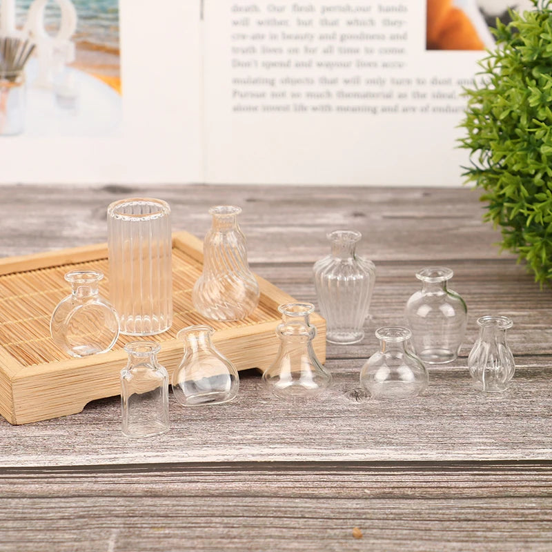 1Pc 1/6 or 1/12 Scale Miniature Dollhouse Glass Vase for Doll House Accessories Toy Dolls Room Decoration