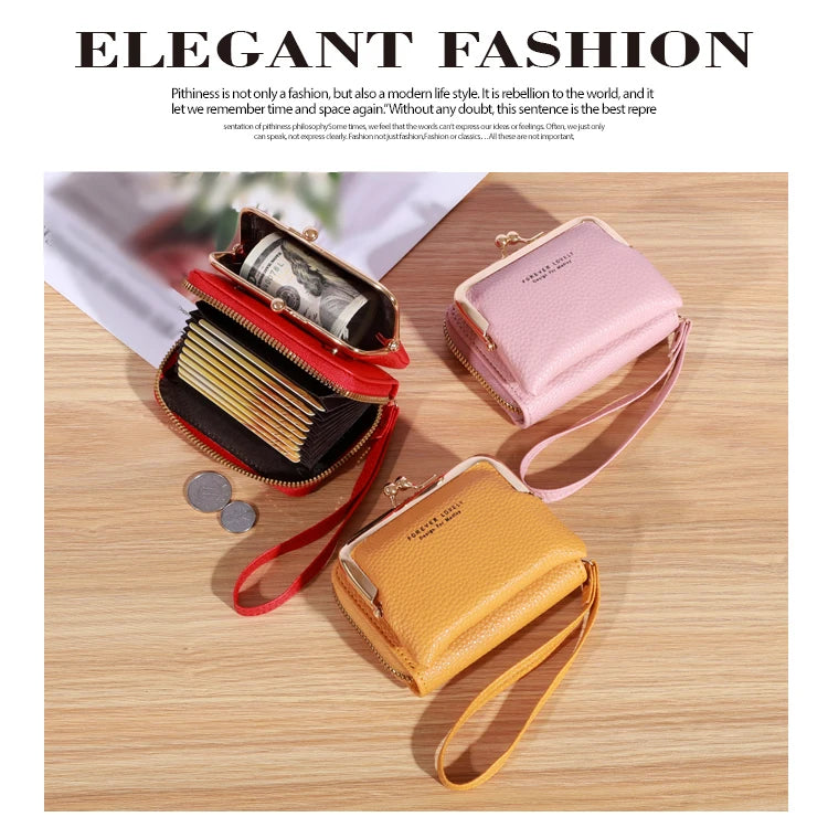 Wallet Women's Fashion Wrist Strap Short Zero Wallet Large Capacity Coin Clip Bag Multiple Card Positions Card Bag Money Clip