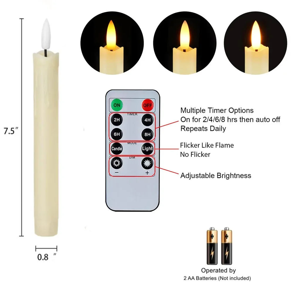 Halloween LED Flameless Flickering Taper Candle Light Remote Window Candlesticks Christmas Thanksgiving Party Fireplace Decor