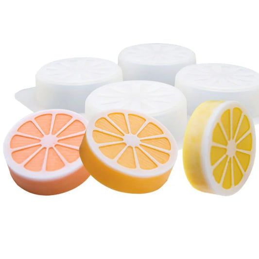 4 Cavity Lemon Orange Sliced Soap Silicone Mold Handmade Fruit Cake Chocolate Mold Fondant Kitchen Resin Moulds Clay Candle Mold