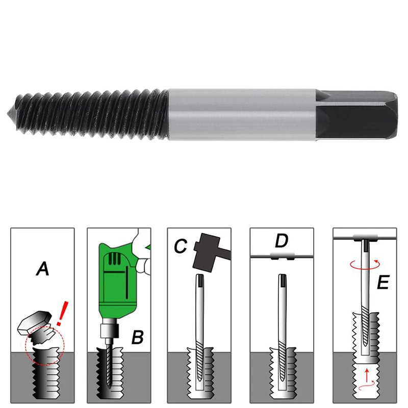 5Pcs High Speed Steel Screw Extractor 3.5-7mm Center Drill Bits Guide Set Broken Damaged Bolt Remover Removal Speed Easy Set