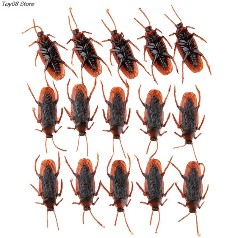 10pcs Special Lifelike Model Simulation Fake Rubber Cock Cockroach Roach Bug Roaches Toy Prank Funny Trick Joke Toys