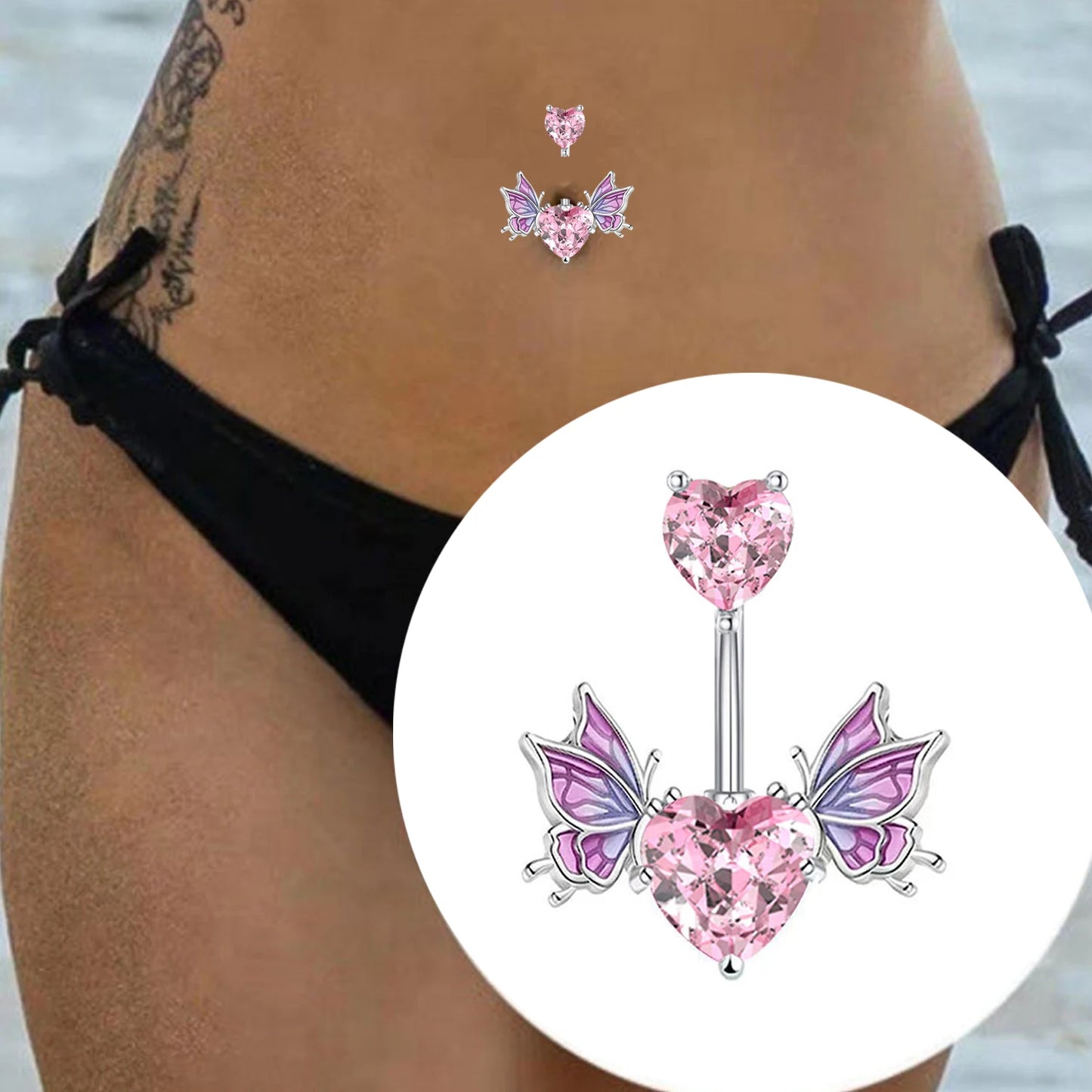 1Pc Heart Butterfly Cz Belly Button Ring Women Fashion Glitter Nose Ring Heart Nipple Piercing Barbell Pircing Body Jewelry Sexy