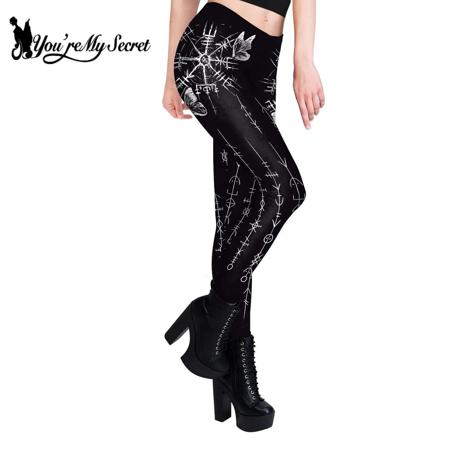 [You're My Secret] Legging for Women 3D Divination Print Goth Style Ankle Pants Sexy Stretch Leggin Sport High Waist Yoga Pants