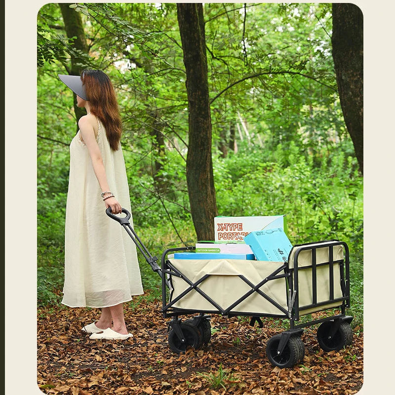 Push Folding Cart Outdoor Utility Wagon Cart Large Capacity Camping Picnic Trolley Beach Collapse Folding Cart