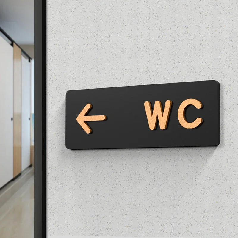 Simple Men and Women Bathroom Signs WC Public Toilet Guide Sign Index Hotel To The Left and Right Acrylic Restroom Prompt Sign