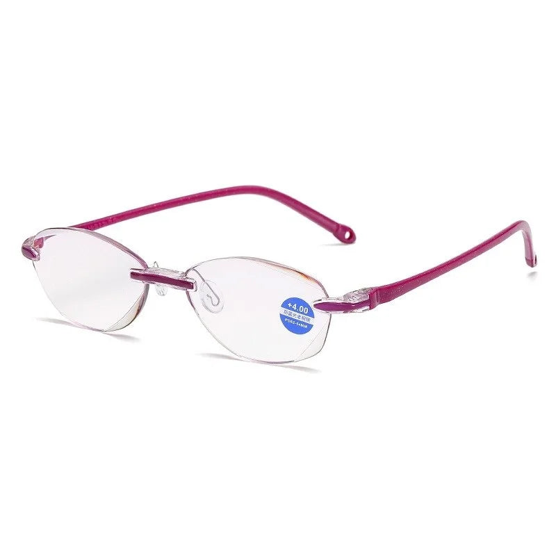 High Strength Reading Glasses Men Anti Blue Light Portable Rimless Women Presbyopic Bifocal Glasses TR90 Gafas +1.0 To +4.0