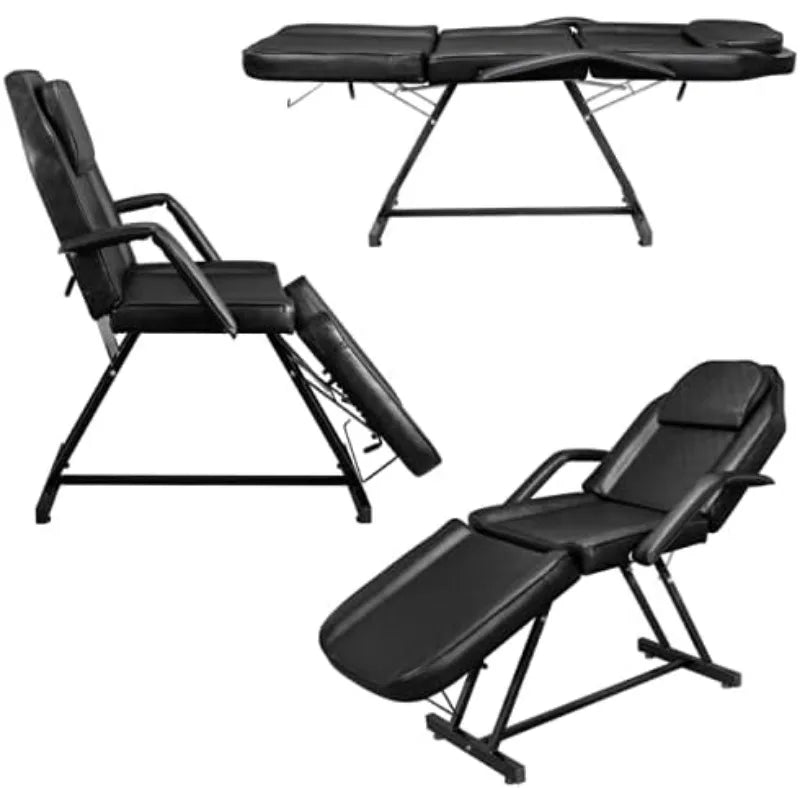 Massage Salon Tattoo Chair Esthetician Bed with Hydraulic Stool,Multi-Purpose 3-Section Facial Bed Table, Adjustable Beauty