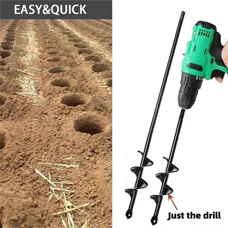 Spiral rod garden planting, planting flowers and plants digging hole drill bit loose soil alloy ground drill bit short rod