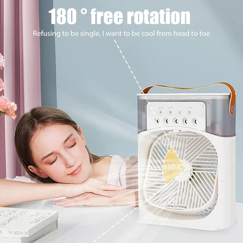 Portable 3 In 1 Fan Air Conditioner Household Small Air Cooler Led Night Lights Humidifier Air Adjustment Home Fans  New