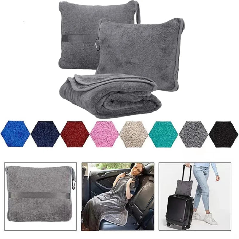 Airplane blanket with soft bag pillowcase Travel Essentials for Flight,travel blanket, Plane Car Traveling Gift Accessories