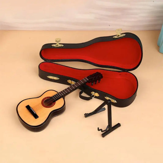 Mini Classical Guitar Model Wooden Miniature Guitar Ornament Resin Accessories Instrument Guitar Decor Crafts Creative Gifts