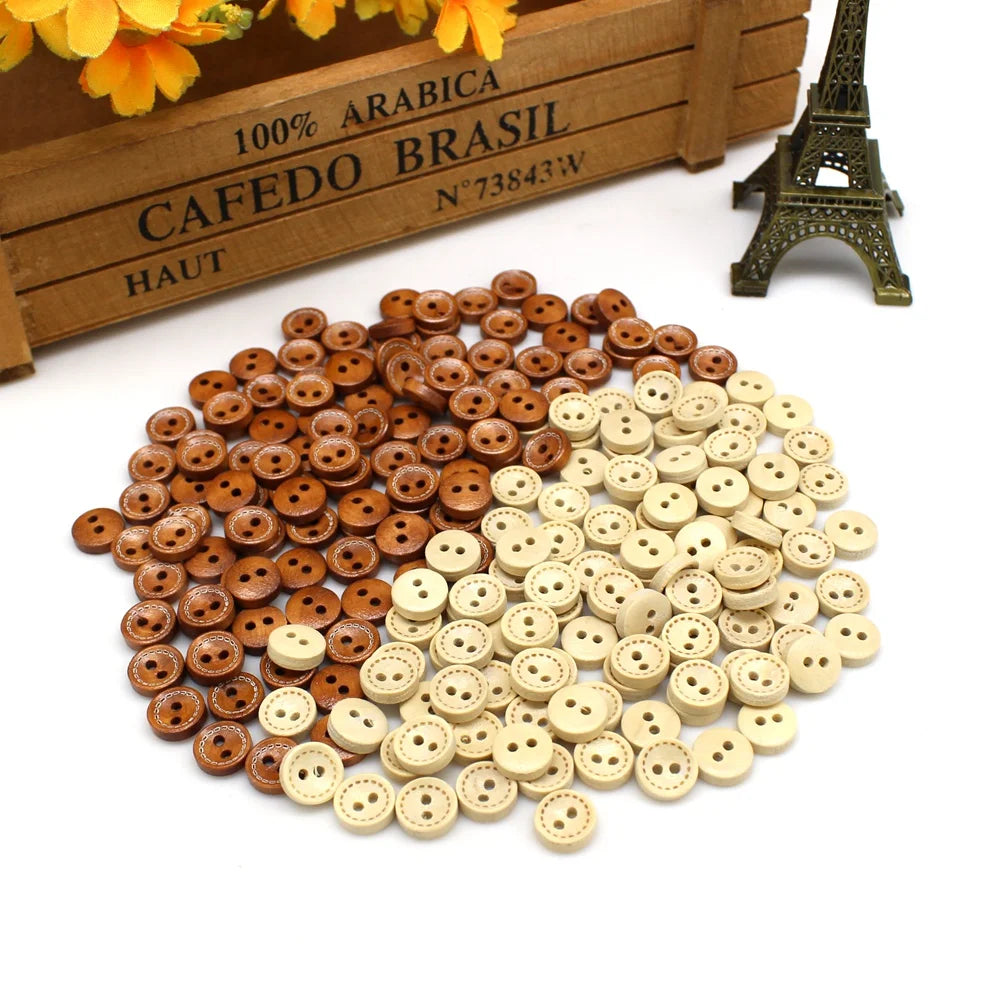 100pcs mixed mini buttons for doll craft scrapbooking wood small buttons 10mm diy crafts crafts materials