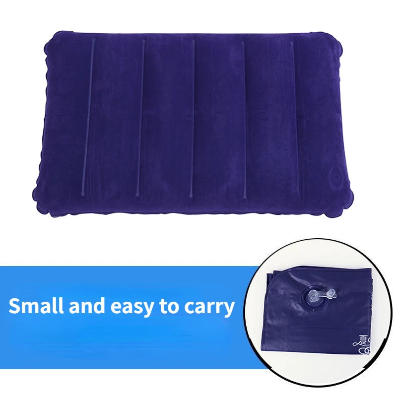 Air Inflatable Pillow Outdoor Travel Portable Folding Double Sides Flocking Cushion for Travel Plane Hotel Home Pillow