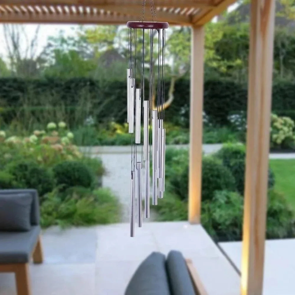 12 Tubes Wind Chimes Pendant Aluminum Tube Metal Pipe Wind Chimes Bells Balcony Outdoor Yard Garden Home Hanging  Decoration