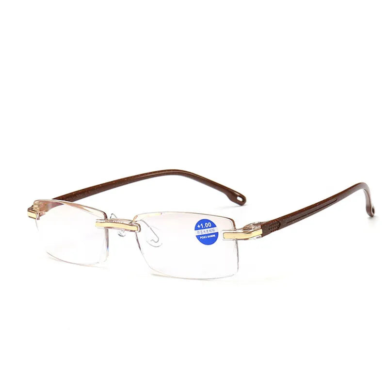 High Strength Reading Glasses Men Anti Blue Light Portable Rimless Women Presbyopic Bifocal Glasses TR90 Gafas +1.0 To +4.0