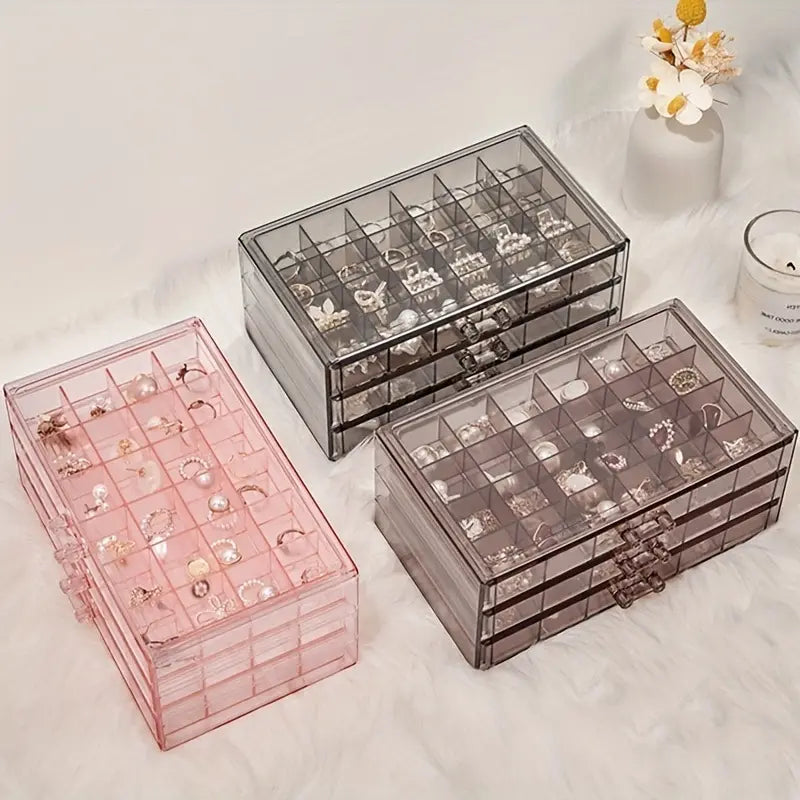 Three Layer Earring Storage Box Acrylic Jewelry Dustproof Storage Box Transparent Jewelry Display Rack Gift for Women and Girls