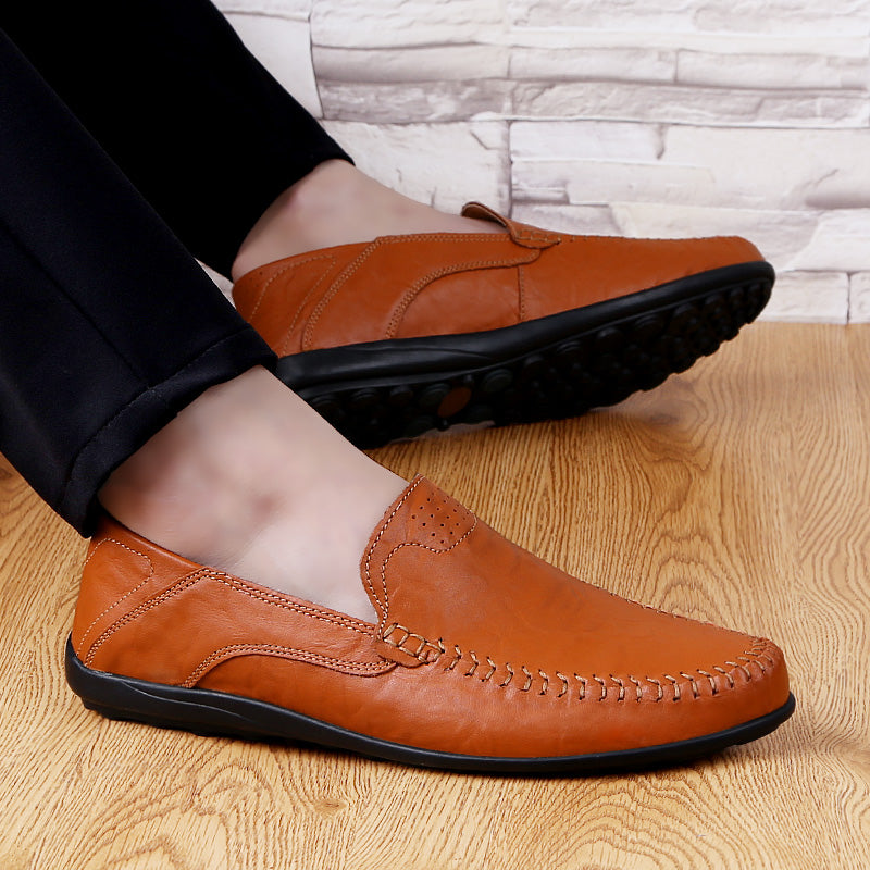 Genuine Leather Mens Shoes Casual Luxury Brand Soft Men Loafers Moccasins Breathable Slip on Male Boat Shoes Plus Size 37-47