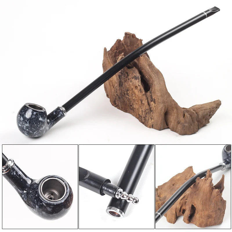 New Long Black Churchwarden Tobacco Pipe Tobacco Smoking Accessories Gadget for Men 40cm With Gift Box H702