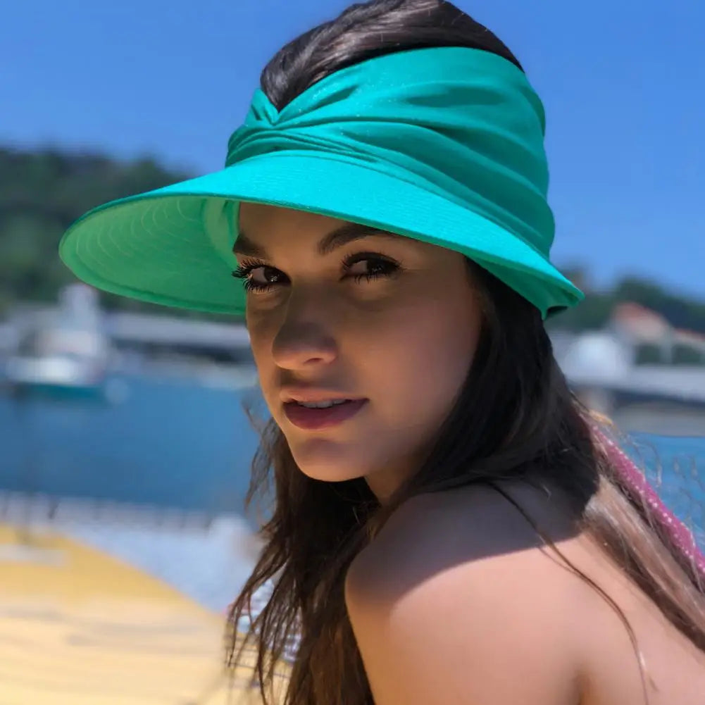 Summer Beach Hat Big Visor Sun Hats For Women Big Visor Sun Hats Foldable Outdoor UV Protection Top Empty Sport Baseball Cap