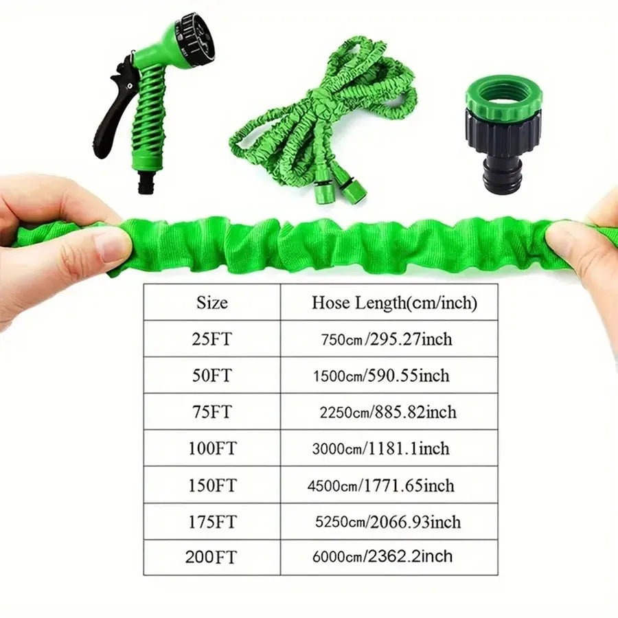 25FT~200FT Expandable Magic Hose, High-Pressure Car Wash, 7Water Spraying Functions, Water Gun, Home Garden Watering Hose