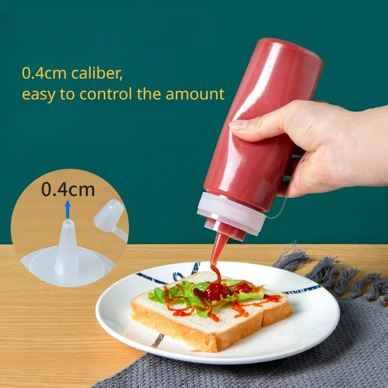 5pcs Squeeze Condiment Bottles with Nozzles Ketchup BBQ Sauces Olive Oil Bottle Dispenser Squeeze Sauce Bottle Kitchen Gadgets