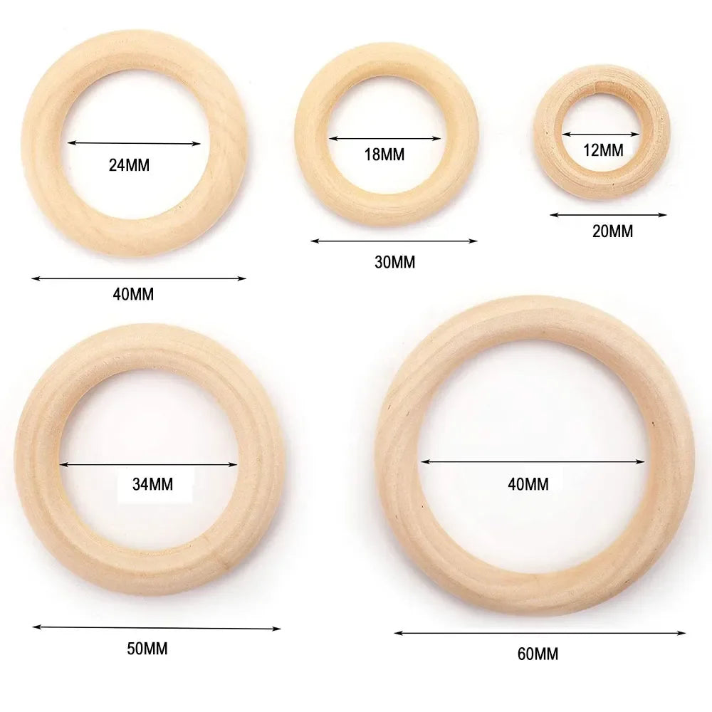 Wooden Rings Wooden Hoops for Craft Wood Rings Circle Macrame Accessories Round DIY Wood Hoops Wood Craft Decoration Woodworking