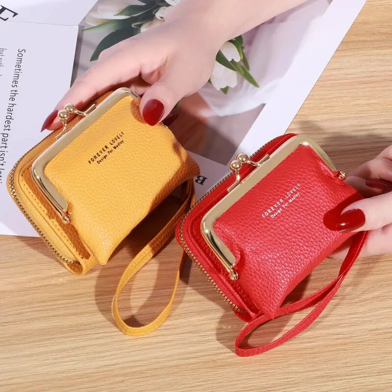 Wallet Women's Fashion Wrist Strap Short Zero Wallet Large Capacity Coin Clip Bag Multiple Card Positions Card Bag Money Clip