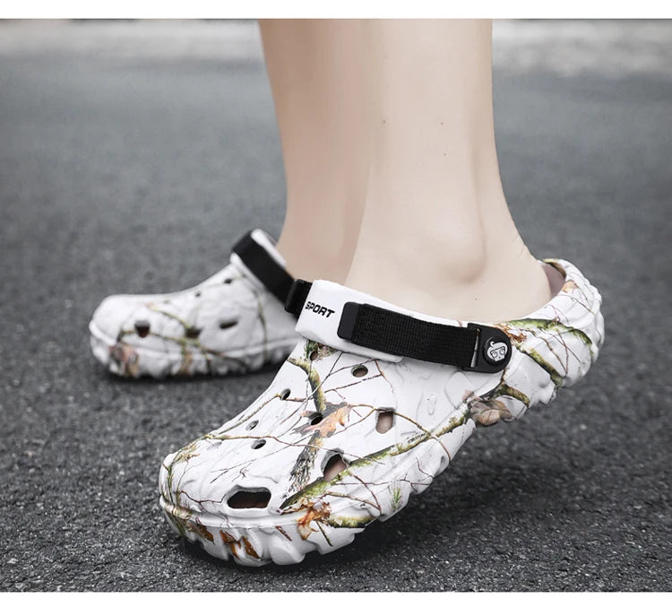 Men's Slippers Indoor Casual Sports Printed Solid Color Beach Shoes Summer Outdoor Non-slip Thick Bottom Sandals Zapatillas