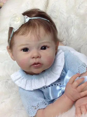 NPK 20inch Already Painted Finished Reborn Doll Raven Lifelike Soft Touch Baby Girl Doll 3D Skin Visible Veins with Root Hair