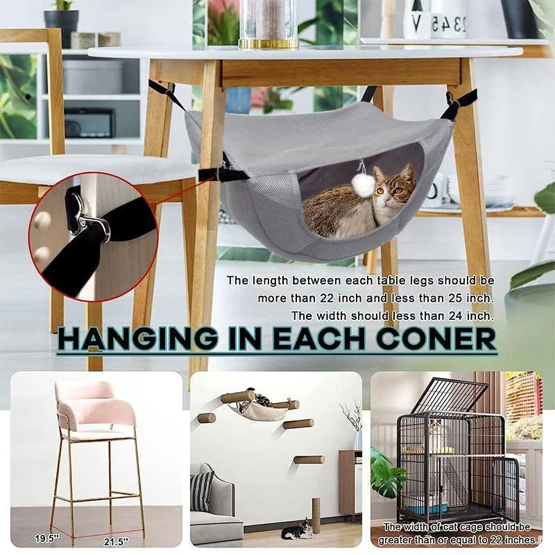 Double Layer Cat Cage Hammock,Breathable Mesh Hanging Pet Bed with Adjustable Lanyard,Suitable for Indoor Cats Kitten Ferret Ham