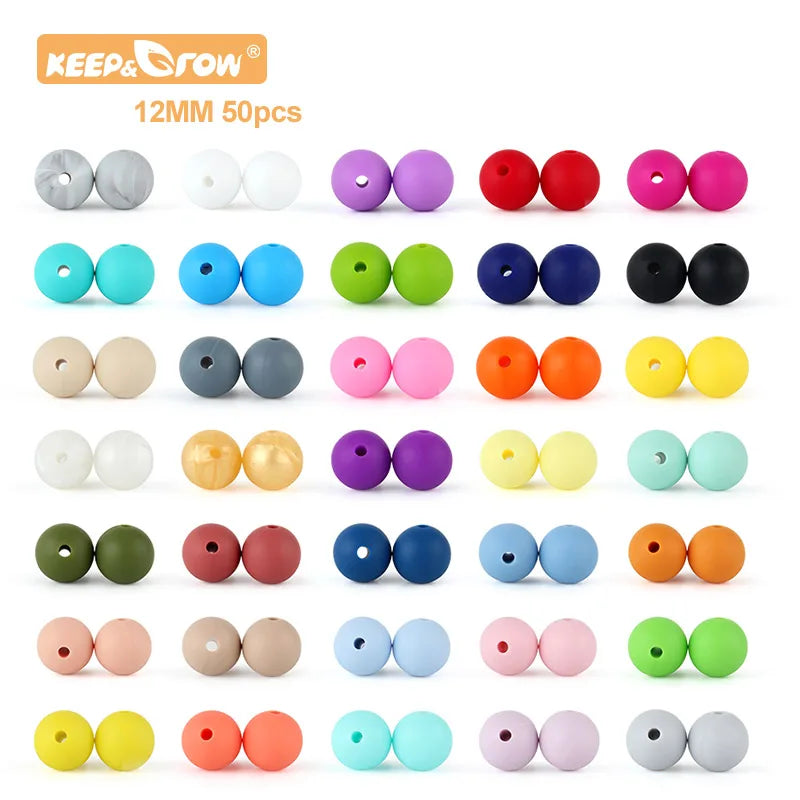 50pcs Silicone Beads 12mm Round Silicone Beads Food Grade Teether DIY Pendant Necklace Pacifier Clip Newborn Nursing Accessories