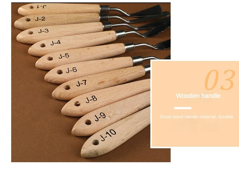 10pc oil painting knives scrapers color palette knife tools for wooden irregular texture flower shovels art color painting tools