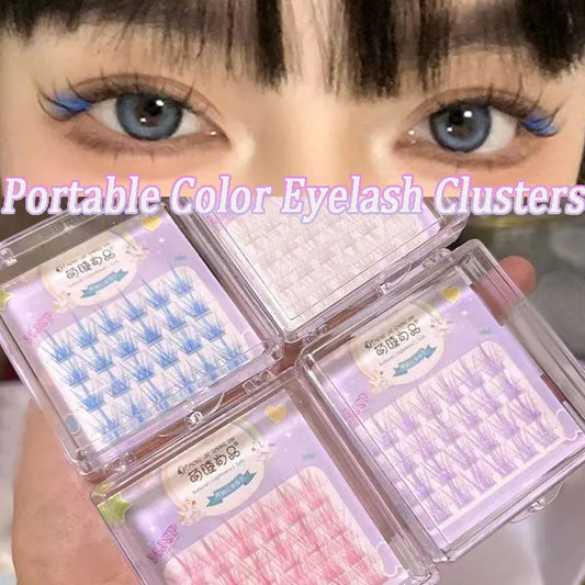 Pink/White/Blue/Purple Colored Eyelash Clusters Manga Lashes Colored False Eyelashes Natural Long Faux Bunche Makeup Wholesale