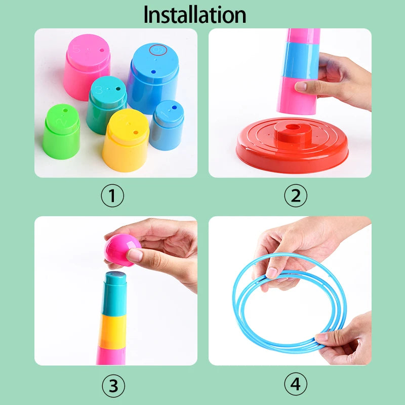 10 layers Children Throw Circle Game Ferrule Stacked Toys Fun Indoor Outdoor Parent-Child Interactive Early Education Gift