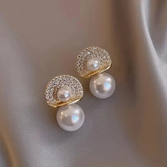 Newest S925 Silver Needle Fashion Pearl Stud Earrings Personality Trend Earring For Minimalist  Women Jewelry