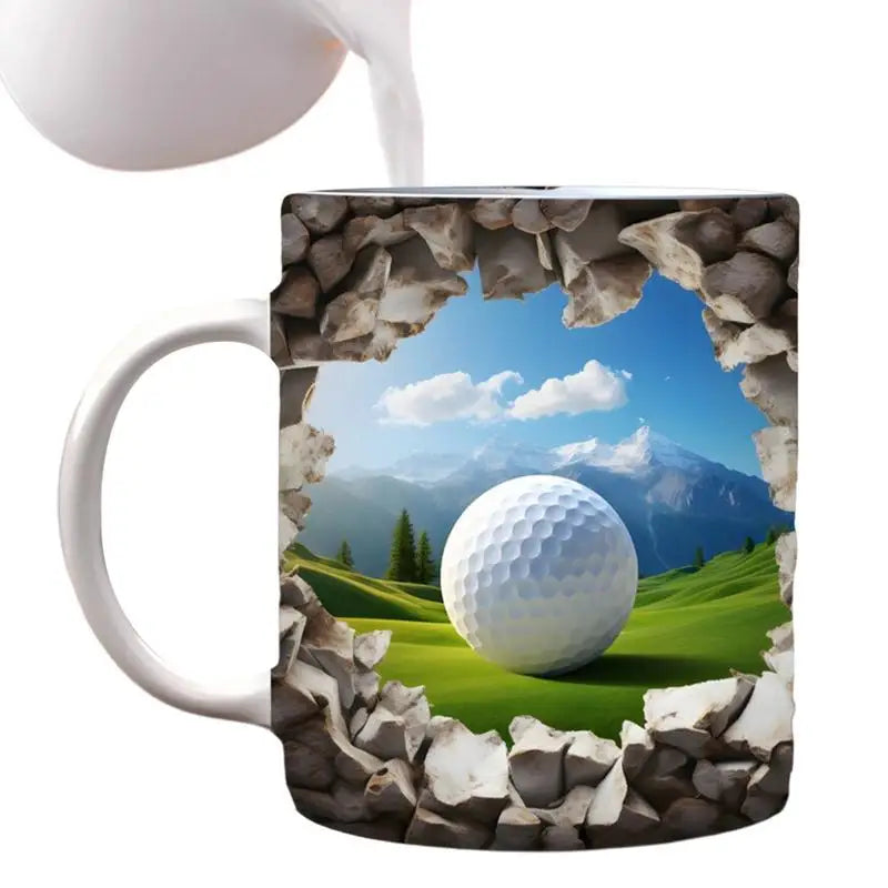 Ceramic Golf Ball Cups Ceramic Milk Cup 3D Visual Golf Design Dishwasher Safe Golf Lovers Gifts Coffee Mugs Microwavable Coffee