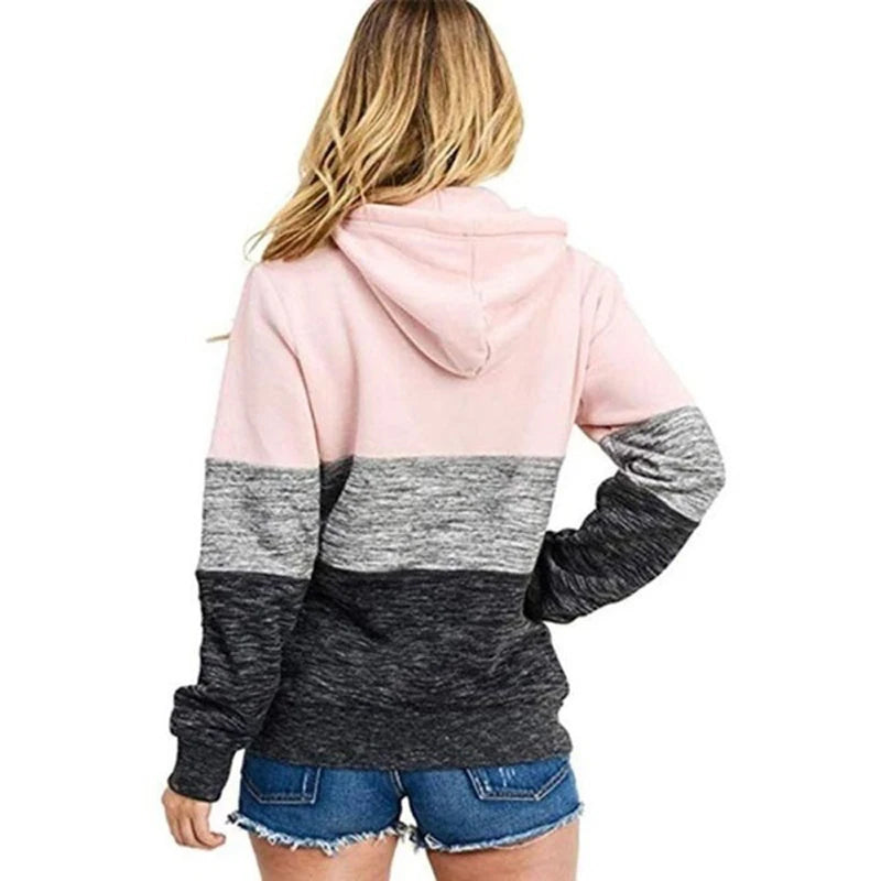 Cute Cat Women's Fleece Long Sleeve Hoodie Slim Fit Sweatshirt Autumn Winter Warm Ladies Casual Color Matching Outdoors Pullover