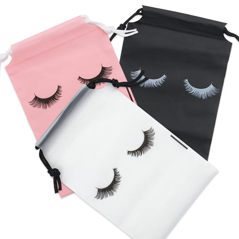 20/50PCS Eyelash Extension Drawstring Bag Reusable Plastic Aftercare Bags Lashes Lipstick Travel Pouch Makeup Tools Wholesale