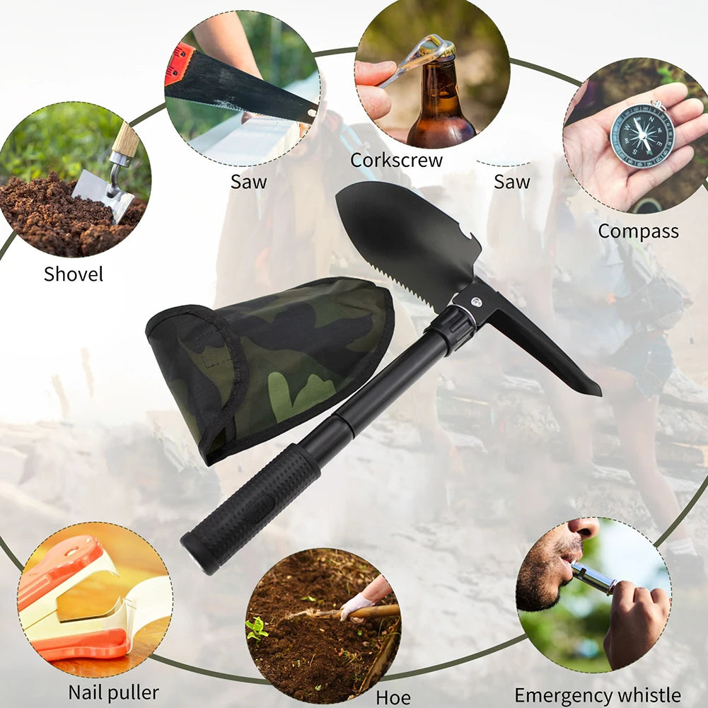 Outdoor Garden Shovel Folding Camping Shovels Spade Multi-function Military Tactical Shovel Garden Hoe Digging Hand Tool Kit